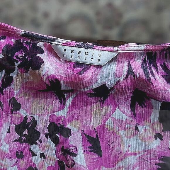 Vtg Precis Petite pink silk chiffon skirt set - Picture 9 of 15